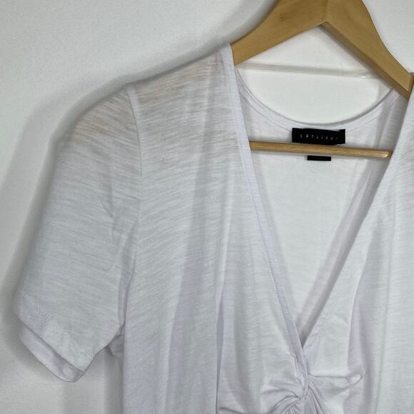 Sanctuary White Short Sleeve V-Neck Twist Front T-Shirt Women's Size Small NWOT - Picture 4 of 7